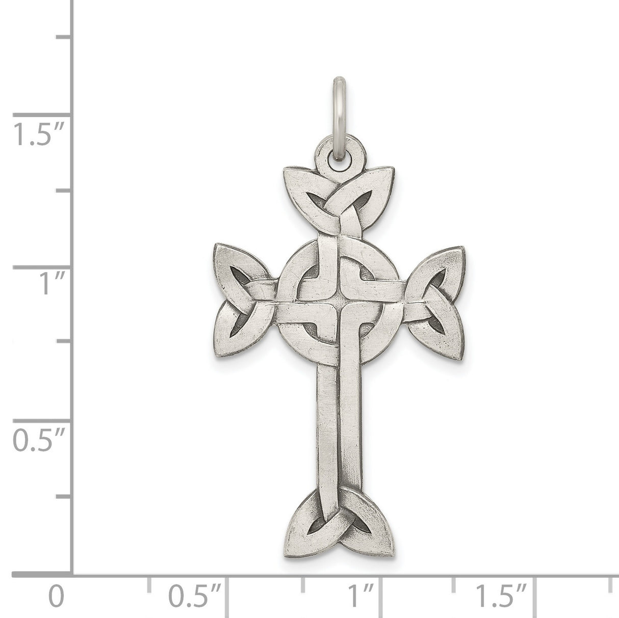 Brushed Celtic Cross Triquetra Charm Pendant in Real 925 Sterling Silver