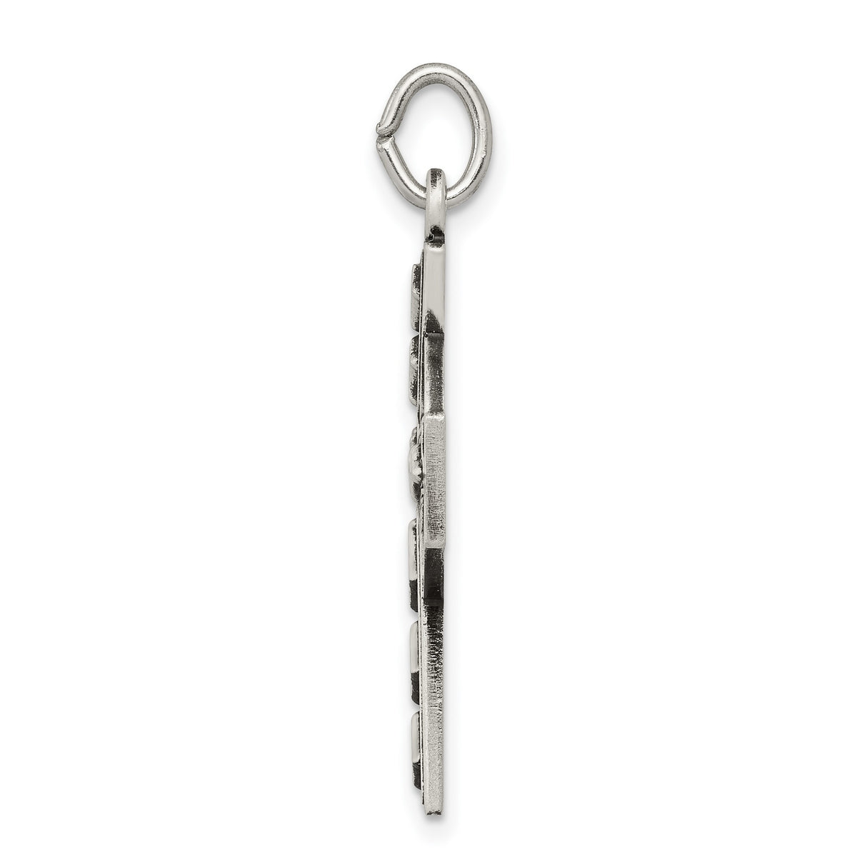 Sterling Silver Cross Pendant with Celtic Inspired Design and Antiqued Religious Detailing