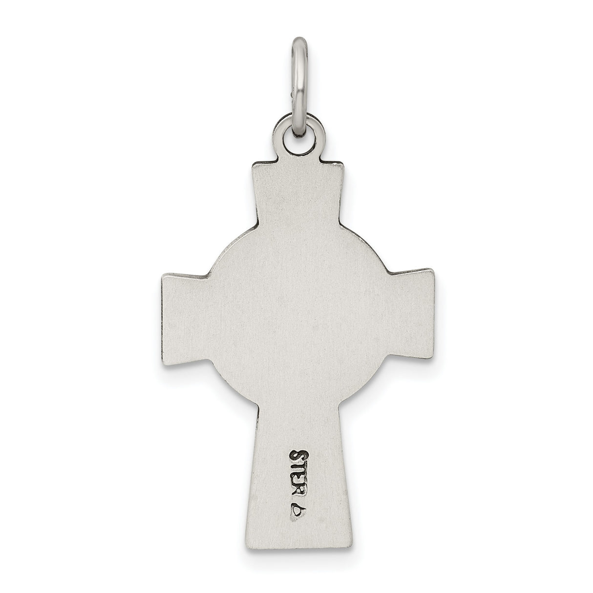 Sterling Silver Cross Pendant with Celtic Inspired Design and Antiqued Religious Detailing