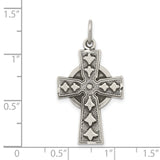 Sterling Silver Cross Pendant with Celtic Inspired Design and Antiqued Religious Detailing