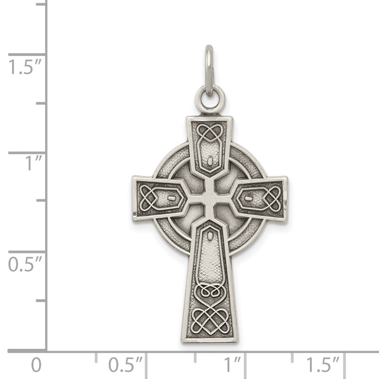 Sterling Silver Celtic Cross Pendant with Oxidized Finish and Etched Detail