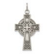 Sterling Silver Celtic Cross Pendant with Oxidized Finish and Etched Detail