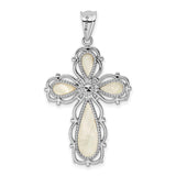 Mother of Pearl Cross Charm Pendant in Real 925 Sterling Silver