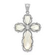 Mother of Pearl Cross Charm Pendant in Real 925 Sterling Silver