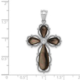 Black Mother of Pearl Cross Charm Pendant in Real 925 Sterling Silver