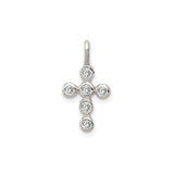 Sterling Silver Cross Pendant with Cubic Zirconia, Minimalist Religious Design