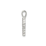 Sterling Silver Cross Pendant with Cubic Zirconia and Round-Cut Diamond Accents