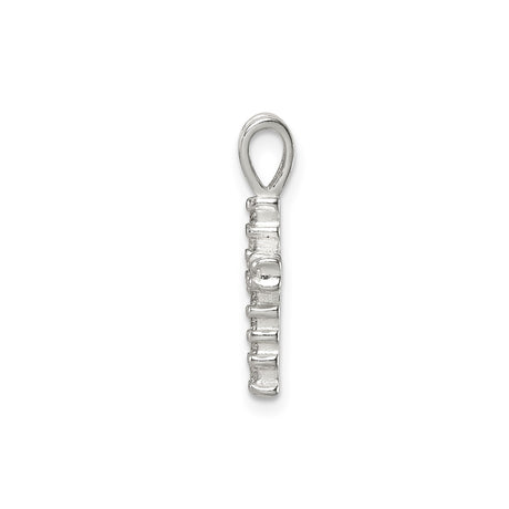 Sterling Silver Cross Pendant with Cubic Zirconia and Round-Cut Diamond Accents