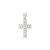 Sterling Silver Cross Pendant with Cubic Zirconia and Round-Cut Diamond Accents