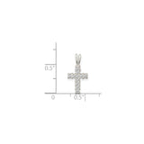Sterling Silver Cross Pendant with Cubic Zirconia and Round-Cut Diamond Accents