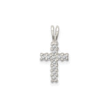 Sterling Silver Cross Pendant with Cubic Zirconia and Round-Cut Diamond Accents