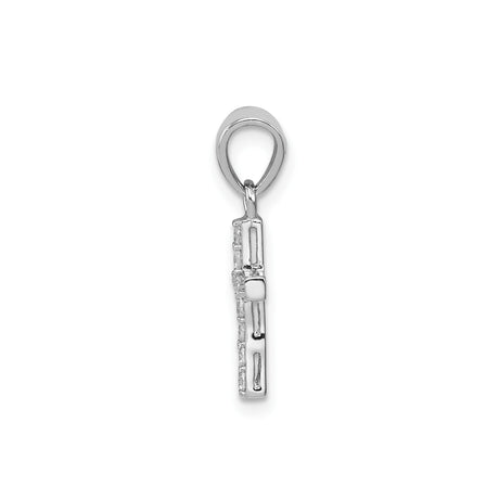 Sterling Silver Cross Pendant with Cubic Zirconia, Polished Faith Symbol Jewelry