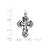 Sterling Silver Cross Pendant with Hammered Finish, Oxidized Detail, Vintage Gothic Filigree Design