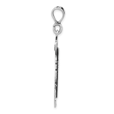 Sterling Silver Cross Pendant with Vintage Scrollwork and Oxidized Finish for Men and Women