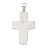 Sterling Silver Cross Pendant with Rock Texture and Matte Finish for Men and Women