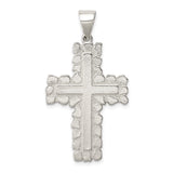 Sterling Silver Cross Pendant with Rock Texture and Matte Finish for Men and Women