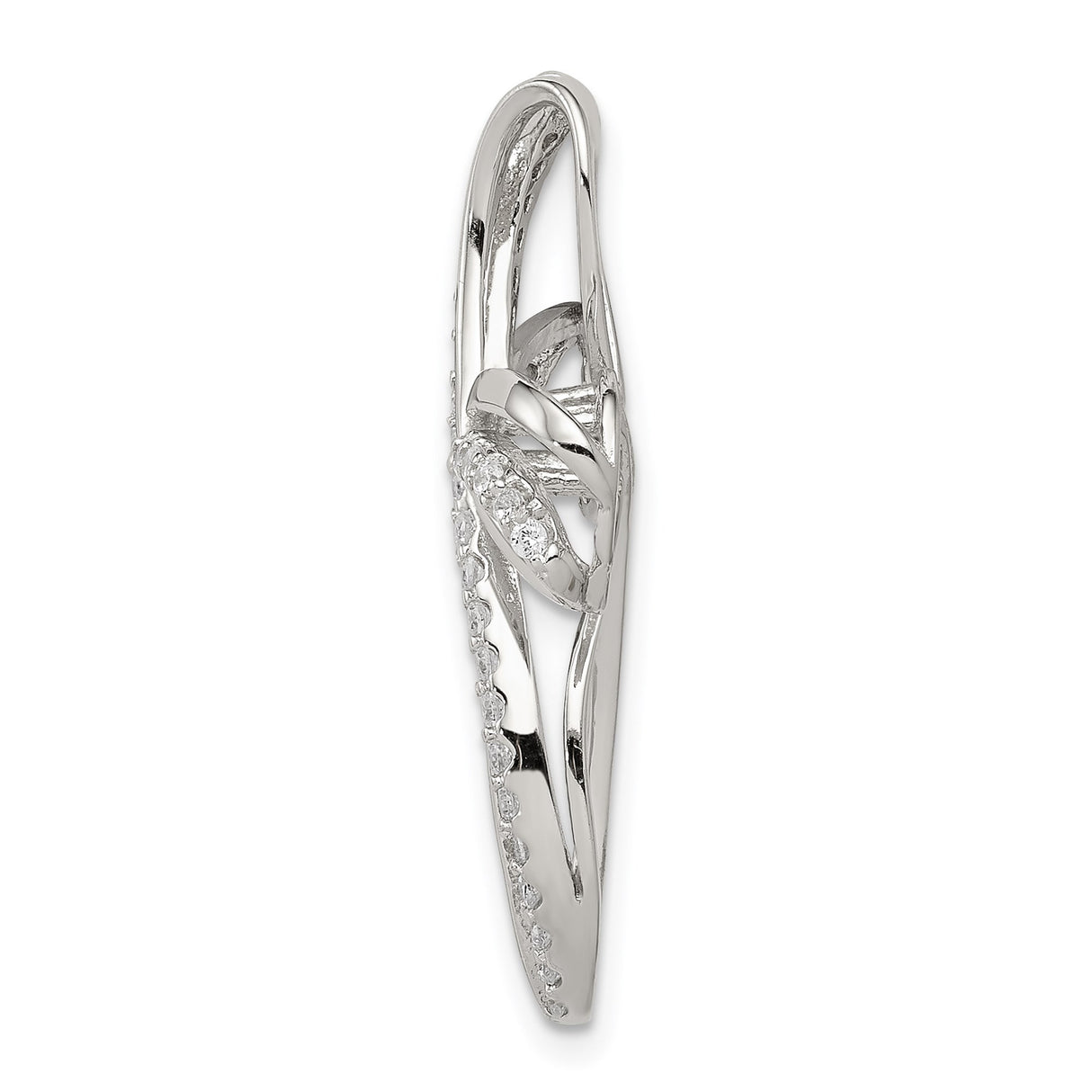 Sterling Silver Cross Pendant with Cubic Zirconia Pavé, Dimensional Looped Design