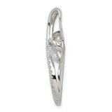 Sterling Silver Cross Pendant with Cubic Zirconia Pavé, Dimensional Looped Design