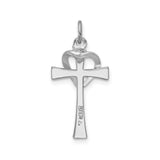 Sterling Silver Cross Pendant with Gold Plated Heart Overlay, Christian Symbol of Faith for Women