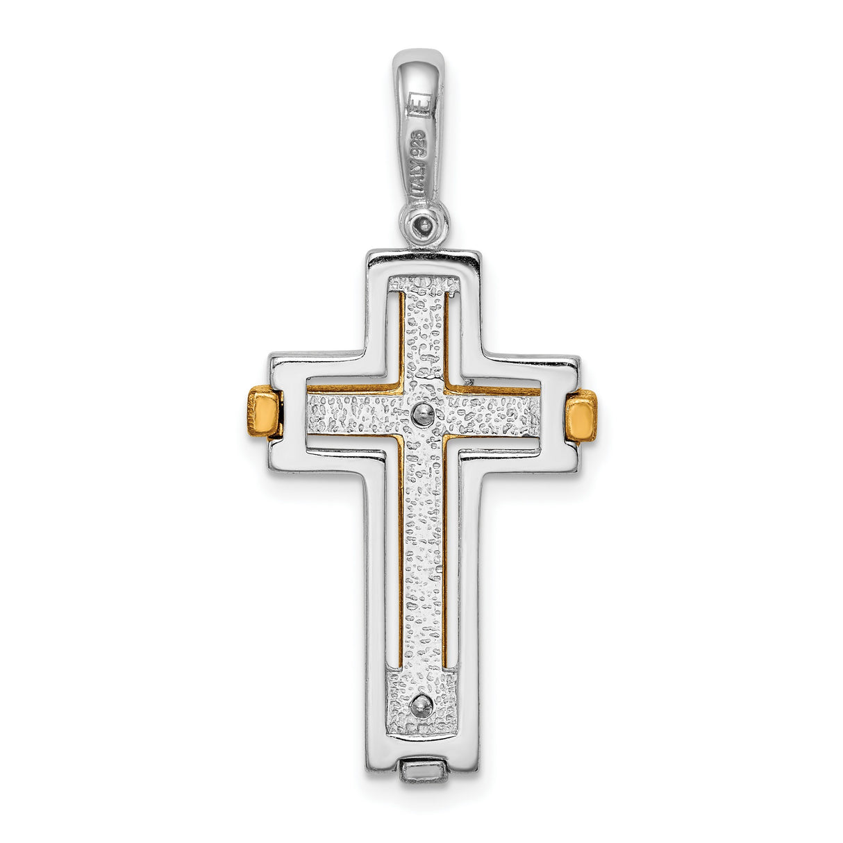 Brushed Polished Cross Charm Pendant in Real 925 Sterling Silver