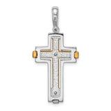 Brushed Polished Cross Charm Pendant in Real 925 Sterling Silver