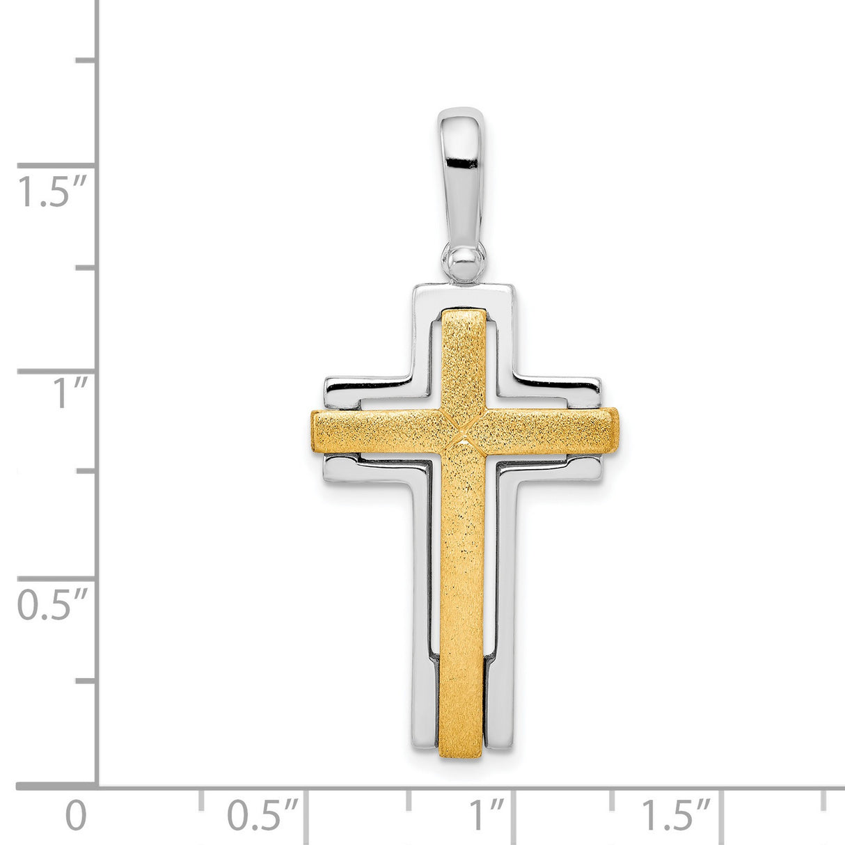 Brushed Polished Cross Charm Pendant in Real 925 Sterling Silver