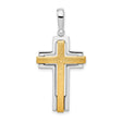 Brushed Polished Cross Charm Pendant in Real 925 Sterling Silver