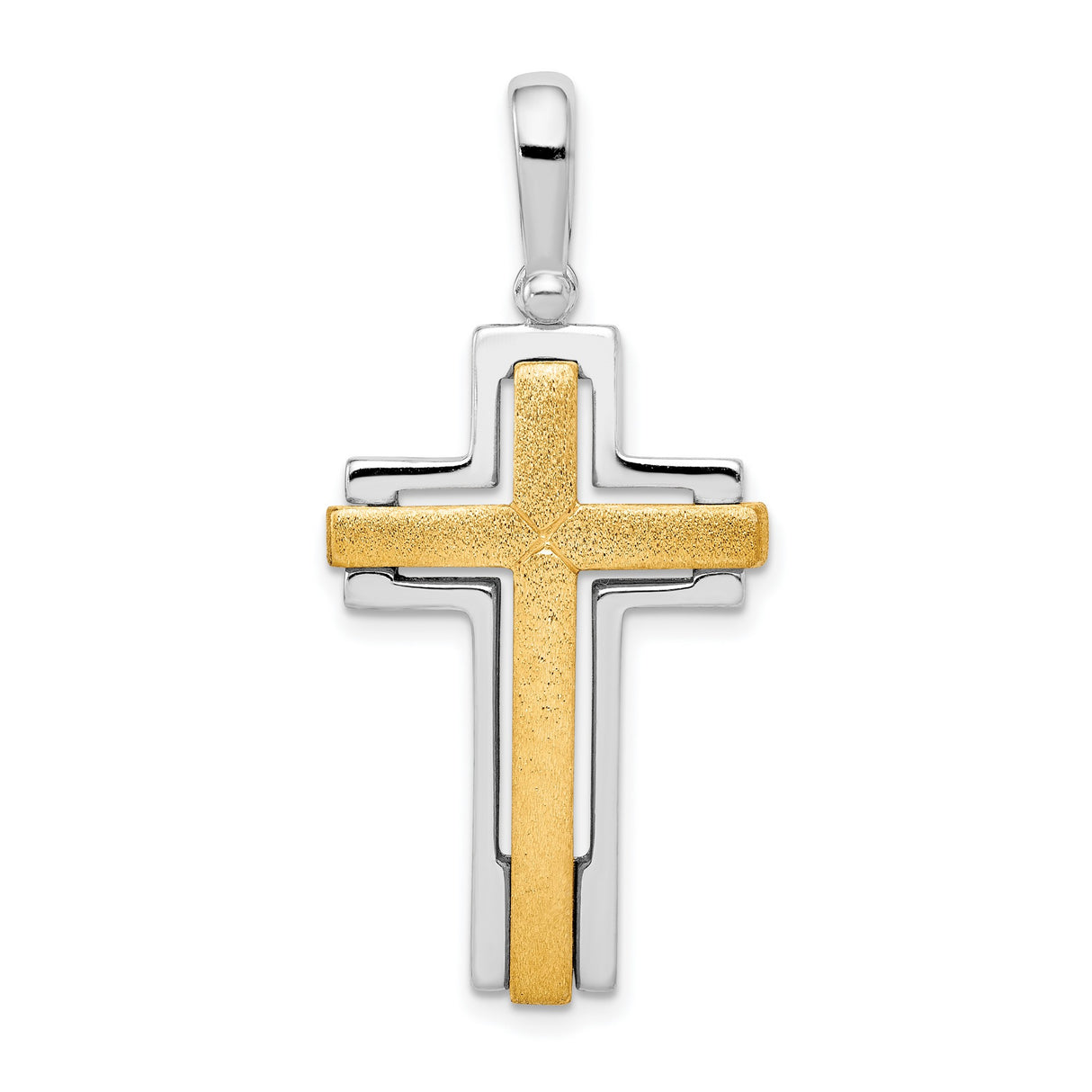 Brushed Polished Cross Charm Pendant in Real 925 Sterling Silver