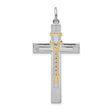 Sterling Silver Cross Pendant with Rosary Design and Toned Crucifix Detail