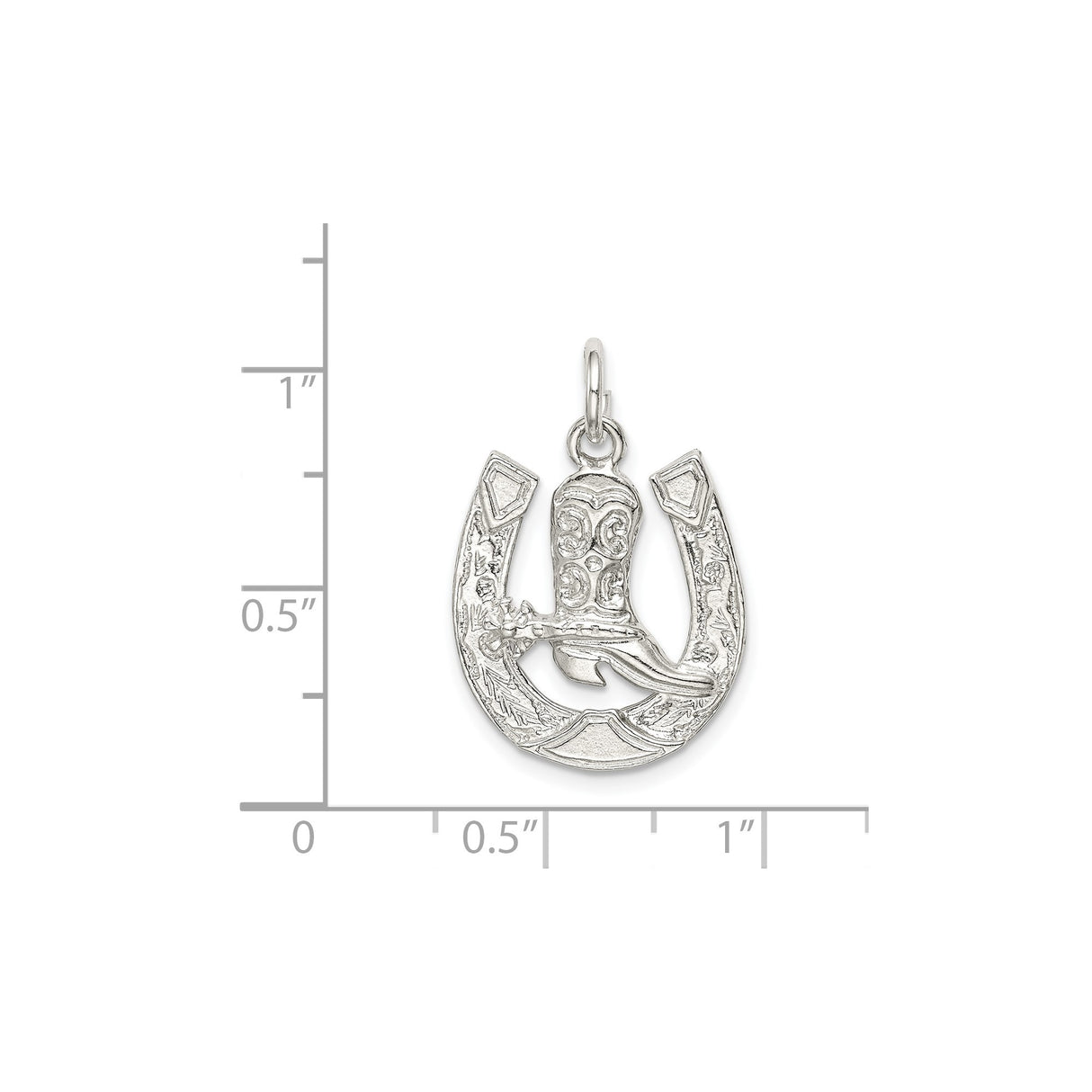 Sterling Silver Cowboy Boot and Horseshoe Pendant, Western Rodeo Charm Jewelry