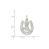 Sterling Silver Cowboy Boot and Horseshoe Pendant, Western Rodeo Charm Jewelry
