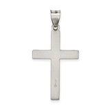 Antiqued, Polished and Brushed Latin Cross Charm Pendant in Real 925 Sterling Silver