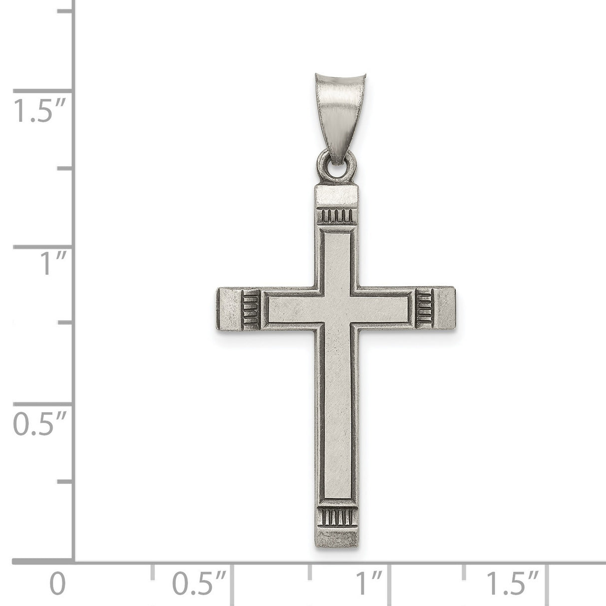 Antiqued, Polished and Brushed Latin Cross Charm Pendant in Real 925 Sterling Silver