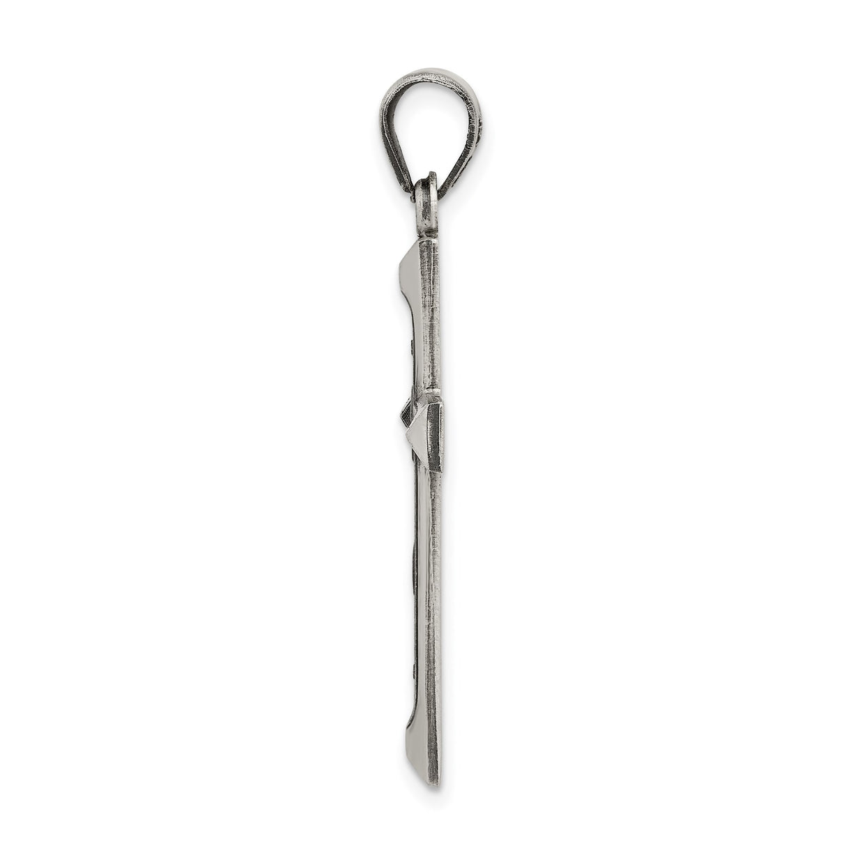 Sterling Silver Latin Cross Pendant with Starburst Detail and Brushed Finish