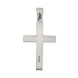 Antiqued, Polished and Brushed Latin Cross Charm Pendant in Real 925 Sterling Silver