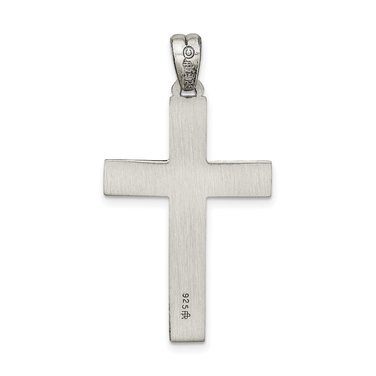 Antiqued, Polished and Brushed Latin Cross Charm Pendant in Real 925 Sterling Silver