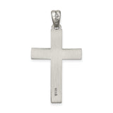 Antiqued, Polished and Brushed Latin Cross Charm Pendant in Real 925 Sterling Silver