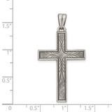 Antiqued, Polished and Brushed Latin Cross Charm Pendant in Real 925 Sterling Silver