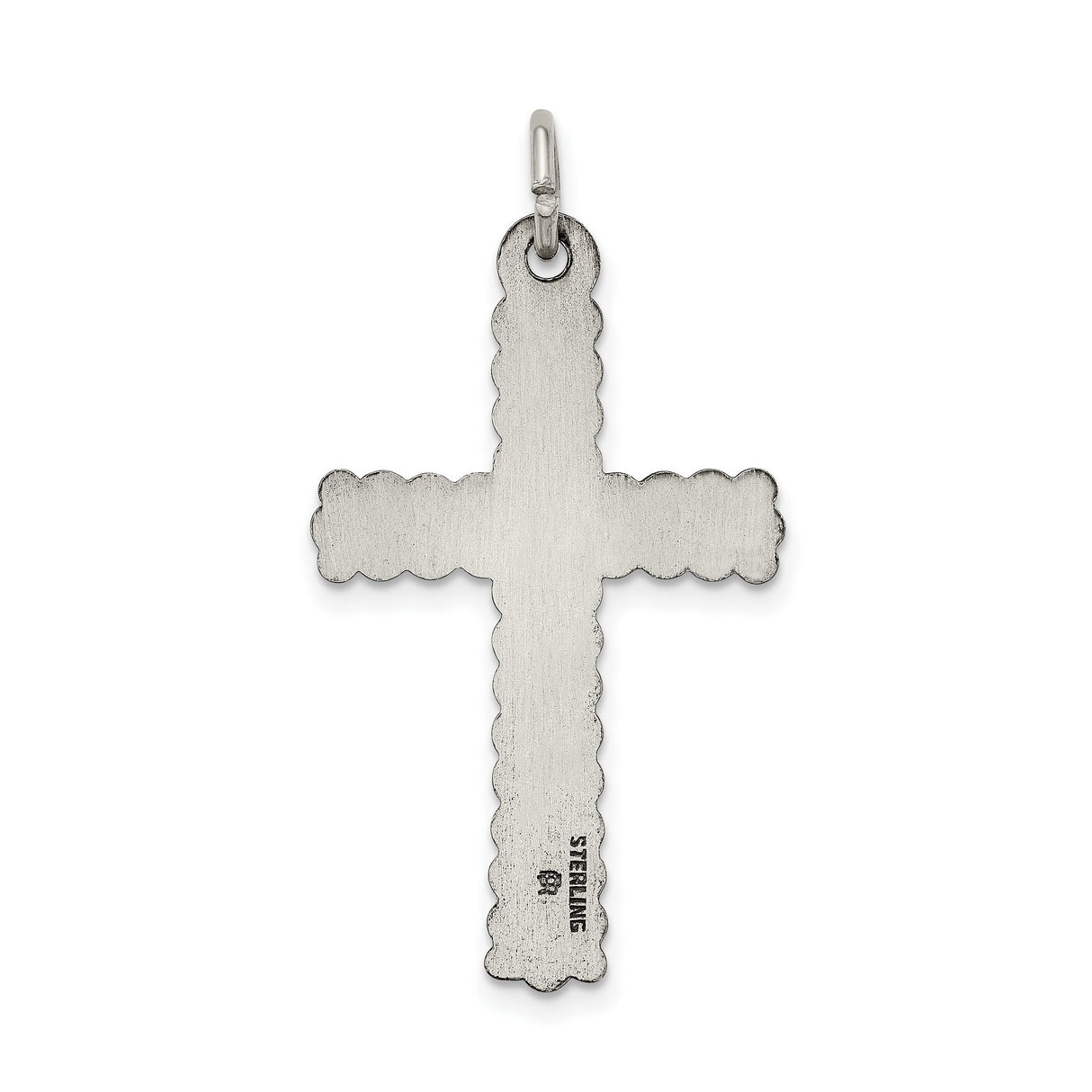 Antiqued, Textured and Brushed Latin Cross Charm Pendant in Real 925 Sterling Silver