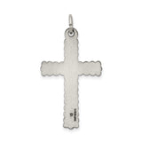 Antiqued, Textured and Brushed Latin Cross Charm Pendant in Real 925 Sterling Silver