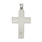 Antiqued, Polished and Brushed Latin Cross Charm Pendant in Real 925 Sterling Silver