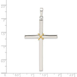 Sterling Silver Crucifix Cross Pendant with Dual Tone Rope Accent and Mirror Finish