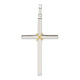 Sterling Silver Crucifix Cross Pendant with Dual Tone Rope Accent and Mirror Finish