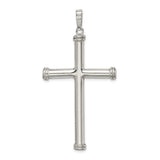 Sterling Silver Cross Pendant with Hollow Polished Design, Smooth Finish Religious Charm