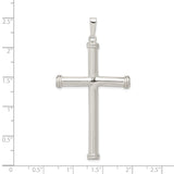 Sterling Silver Cross Pendant with Hollow Polished Design, Smooth Finish Religious Charm