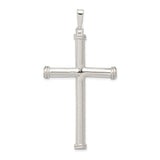 Sterling Silver Cross Pendant with Hollow Polished Design, Smooth Finish Religious Charm