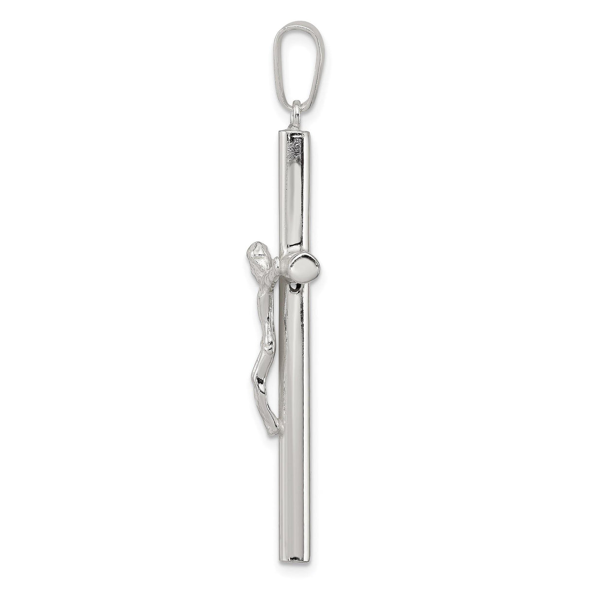 Sterling Silver Crucifix Cross Pendant with Jesus Figure and Modern Sacred Design