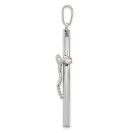 Sterling Silver Crucifix Cross Pendant with Jesus Figure and Modern Sacred Design