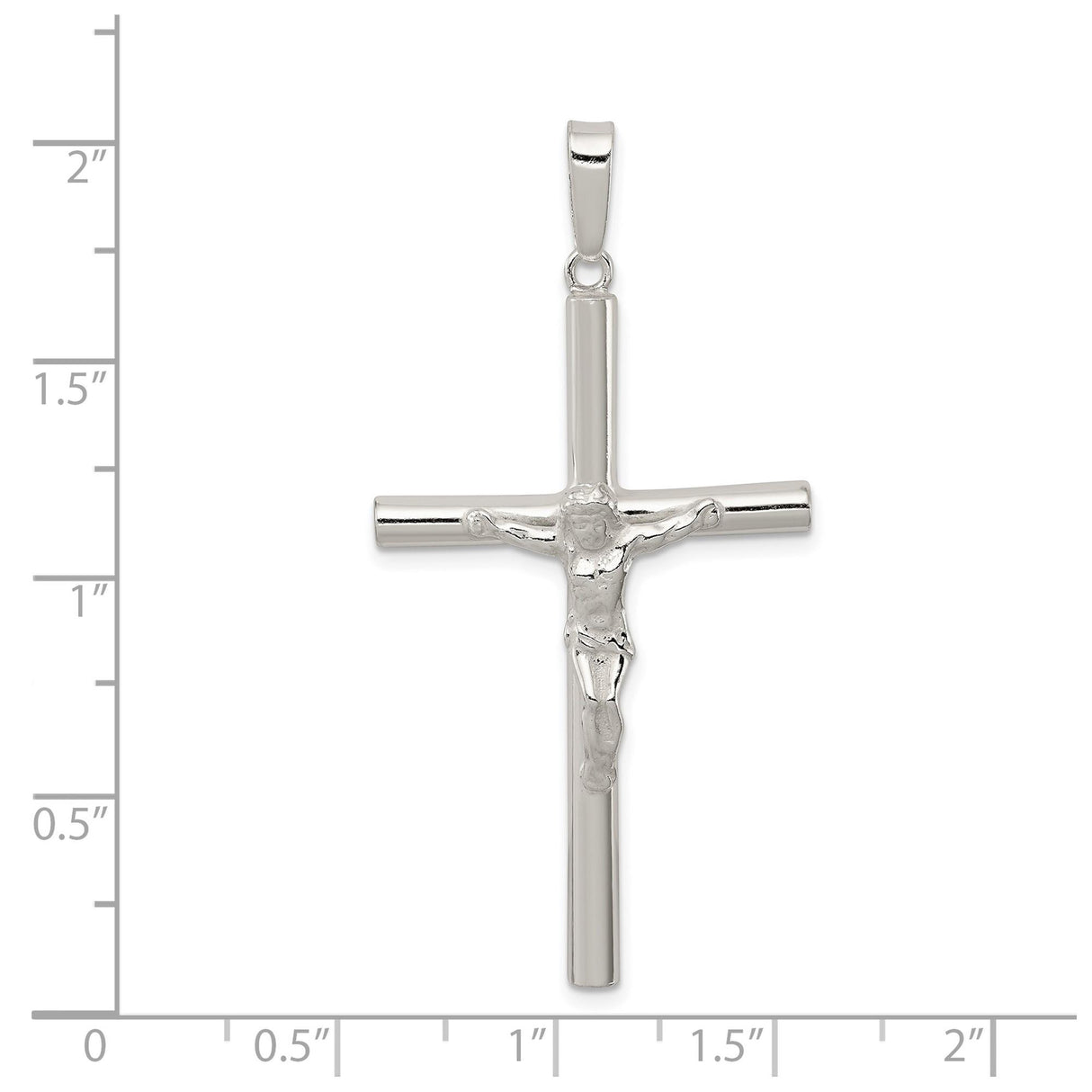 Sterling Silver Crucifix Cross Pendant with Jesus Figure and Modern Sacred Design