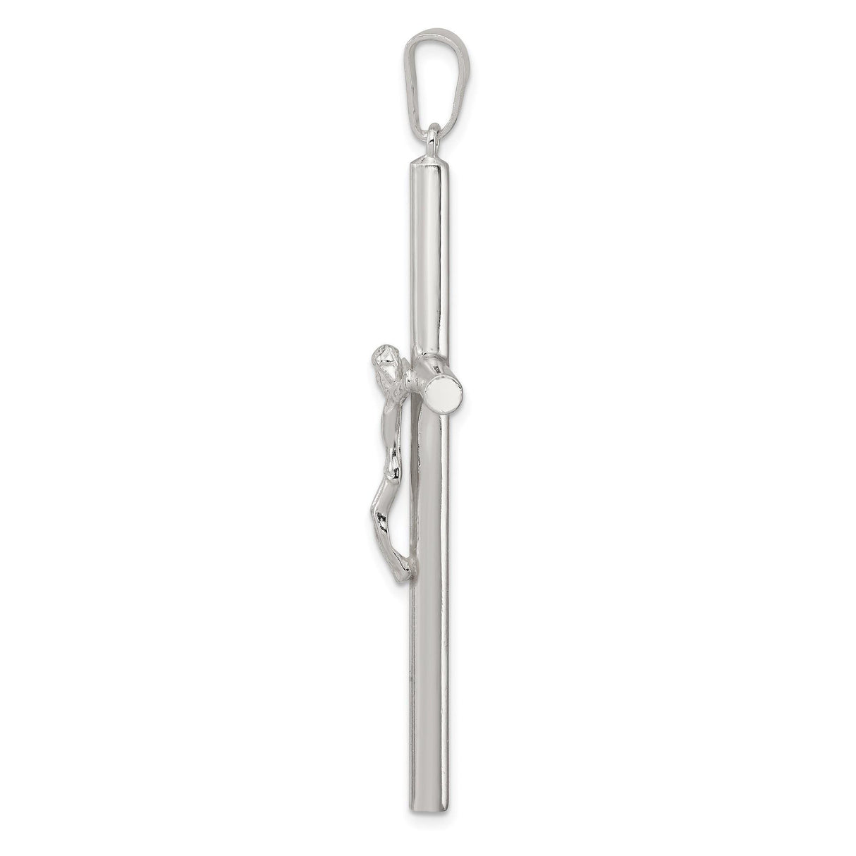Sterling Silver Crucifix Cross Pendant with Detailed Jesus Figure and Tapered Bail